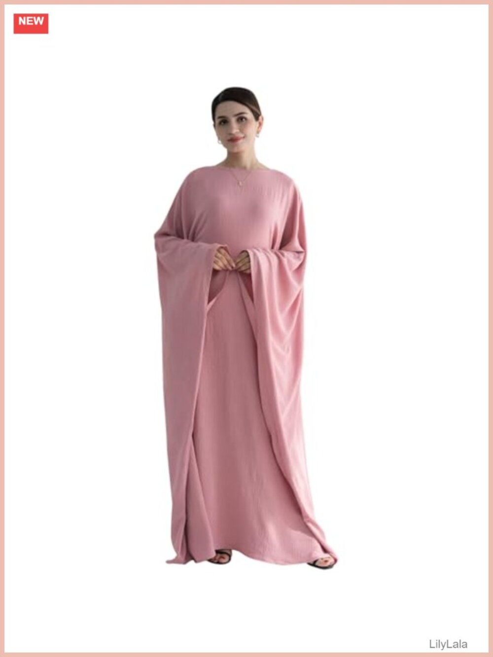 Muslim Abaya Dress Bat Sleeve Islamic Maxi Robe Eid Kaftan Jilbab
